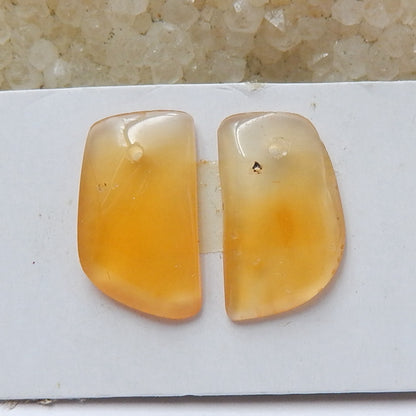 Natural Agate Drilled Gemstone Earrings Pair, 14x8x3mm, 1.28g - MyGemGarden