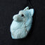 Unique larimar Handmade carved wolf head pendant bead, 34x21x17mm, 11.6g - MyGemGarden