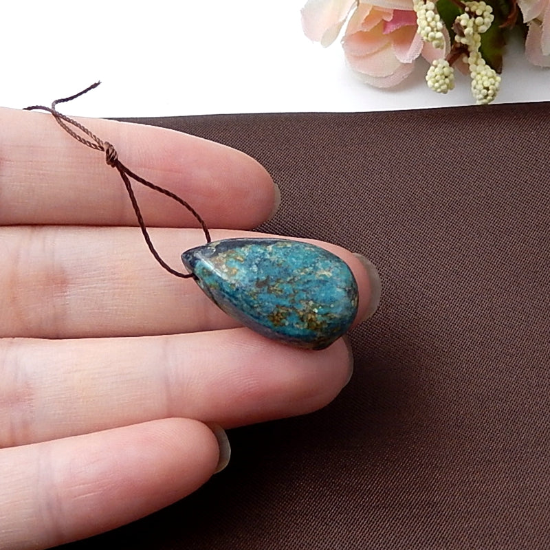 Natural Turquoise Pendant Bead, 24x14x9mm, 3.7g - MyGemGarden