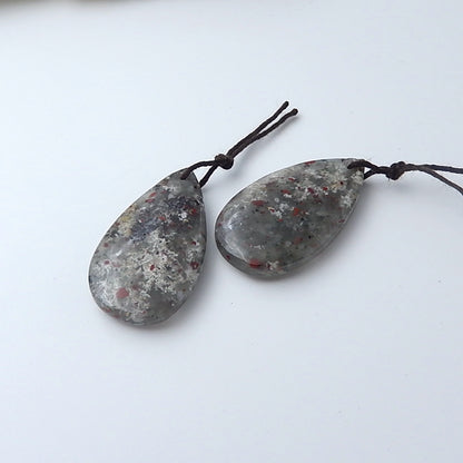 African Blood Stone Earrings Pair 33x18x6mm,11.6g - MyGemGarden