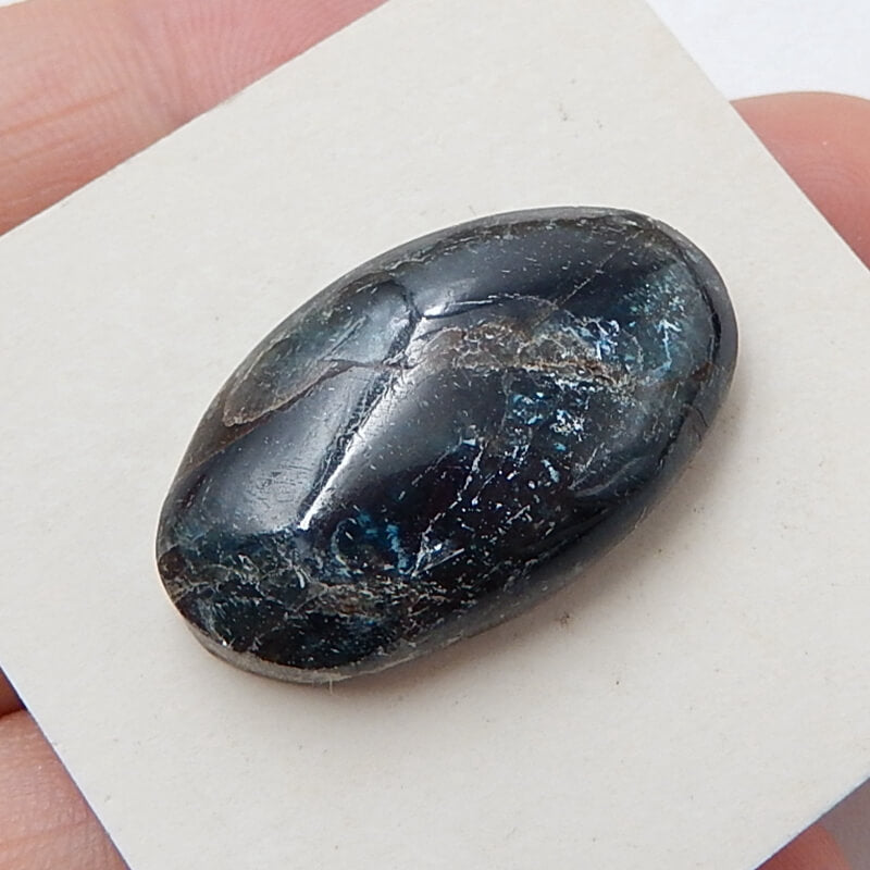 Natural Seraphinite Gemstone Cabochon, 26x15x7mm, 6.6g - MyGemGarden