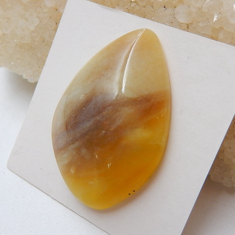 Natural Yellow Opal Gemstone Cabochon, 34x23x7mm, 5.3g - MyGemGarden