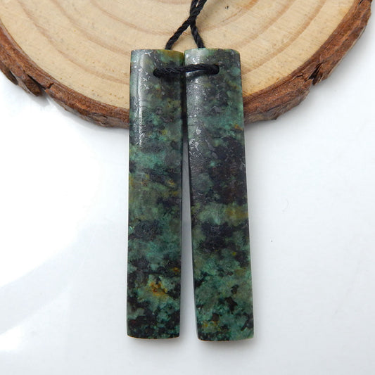 Natural African Turquoise Rectangle Earrings Beads, Stone For Earrings Making, 41x8x4mm, 5.5g - MyGemGarden
