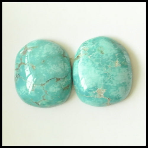 Natural Turquoise Gemstone Cabochon Pair 18x15x5mm,4.8g - MyGemGarden