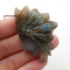 Vintage Hand Carved Labradorite Gemstone Indian Head Pendant, 49x32x9mm, 14.0g