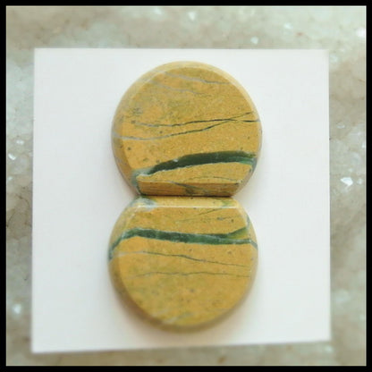 Natural Green Opal Gemstone Cabochon Pair 20x18x4mm,6.3g - MyGemGarden