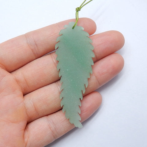 Natural Green Aventurine Carved Leaf Pendant Bead, 60x22x3mm, 7.2g - MyGemGarden
