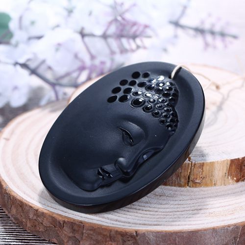 New Design Carved Obsidian buddha Pendant, 60x43x9mm, 33.4g - MyGemGarden