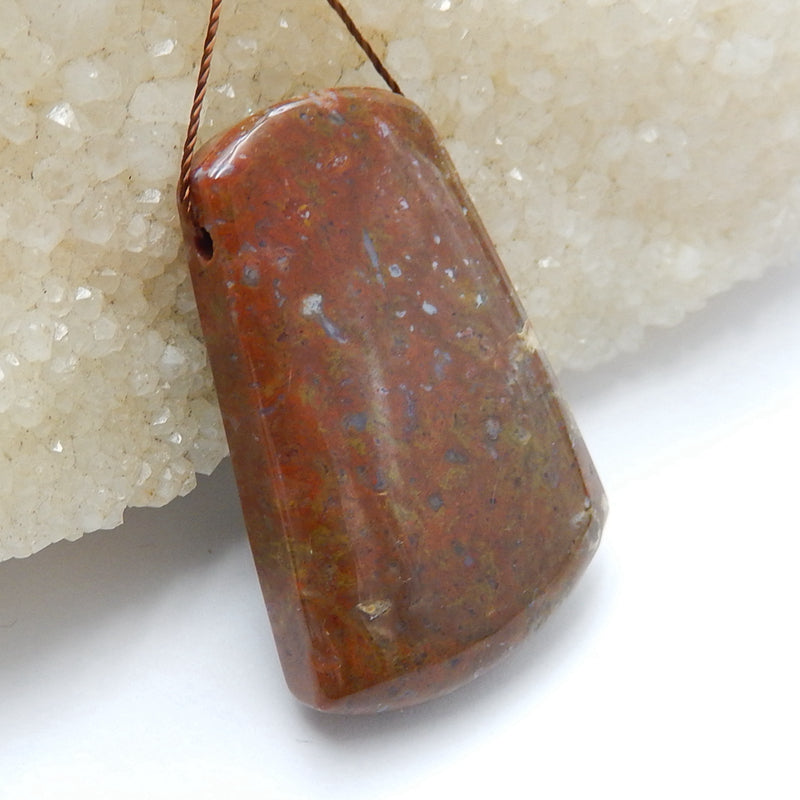 Natural Ocean Jasper Drilled Gemstone Pendant Bead, 40x28x8mm, 16.2g - MyGemGarden