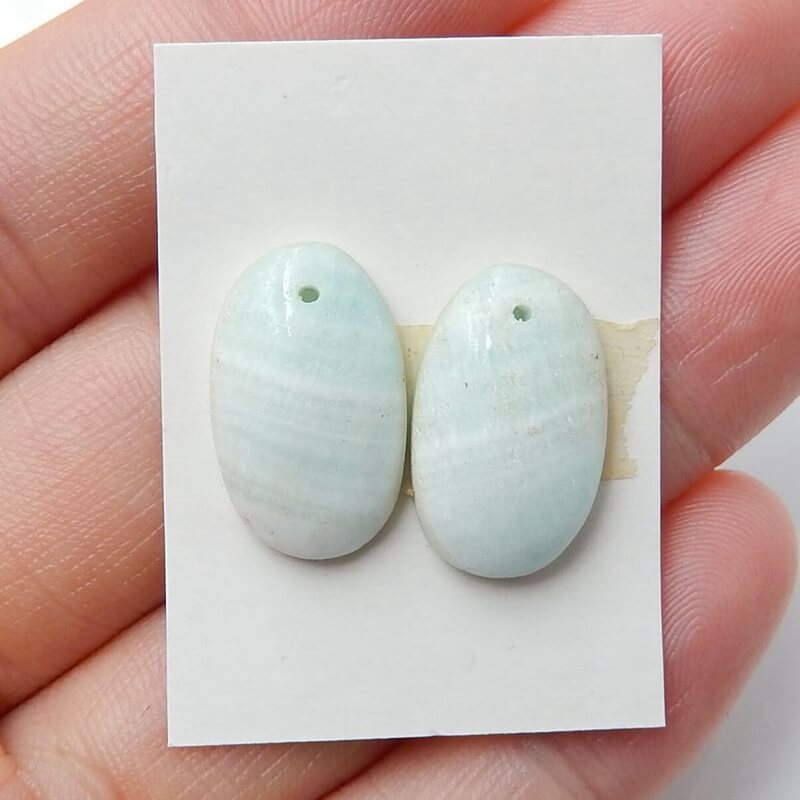 Natural Hemimorphite Oval Earrings Pair, stone for Earrings making, 17x10x4mm, 2.9g - MyGemGarden
