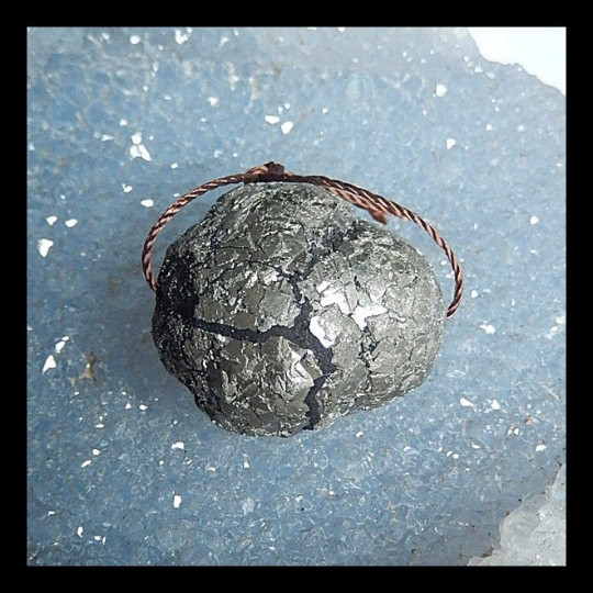 Pyrite Gemstone Pendant Bead, 25x22x20mm, 24.89g - MyGemGarden