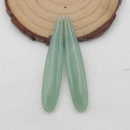 Dangle Earrings Stone Pair Nature Green Aventurine Teardrop Earrings Pair, 51x9x5mm, 6.9g