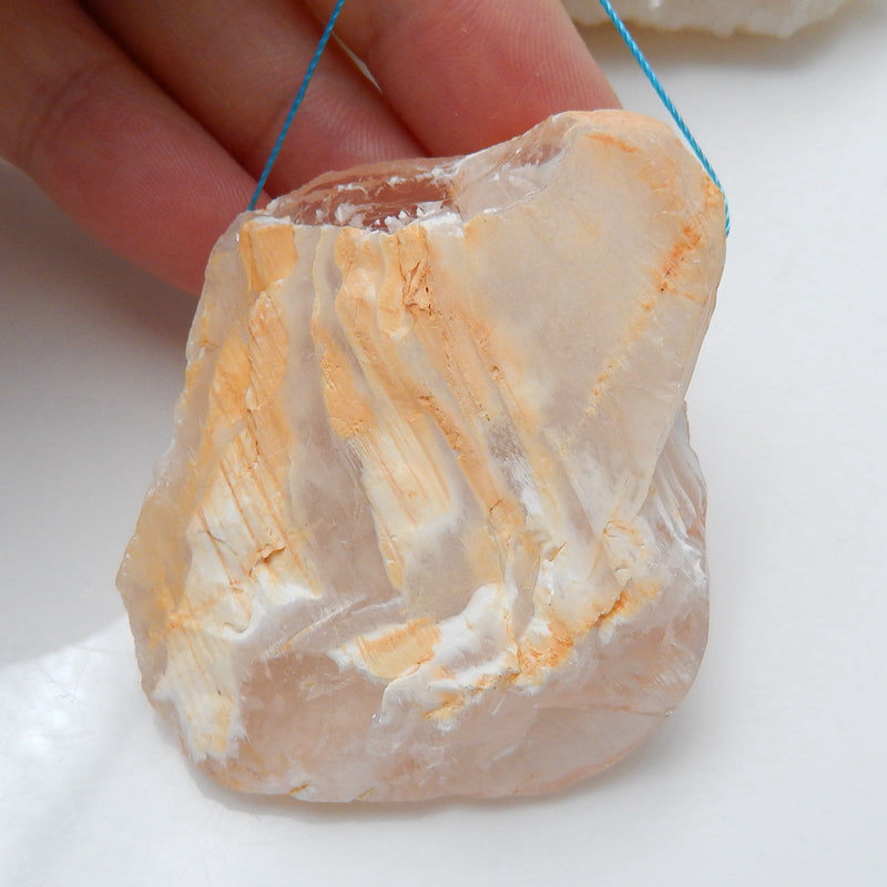 snow flower quartz Gemstone Pendant Bead, Nugget Pendant, 49x43x16mm, 48.7g - MyGemGarden