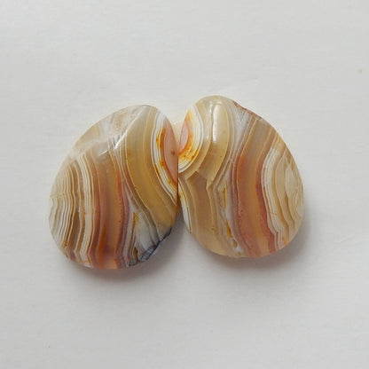 Natural Agate cabochon, Crazy Lace Rosetta Stone Gemstone Cabochon pair, 15x11x4mm, 2.8g - MyGemGarden