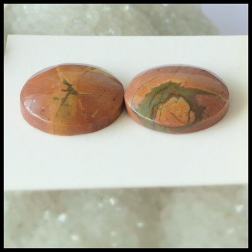 Natural Multi-Color Picasso Jasper Gemstone 16mm round cabochons Pair, 16x16x5mm, 4.1g - MyGemGarden