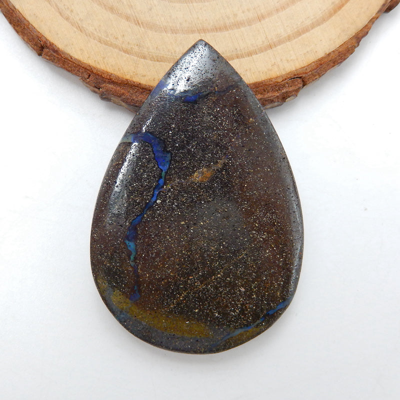 Natural Boulder opal Teardrop Gemstone Cabochon, 43x30x8mm, 14.7g - MyGemGarden