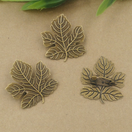 Wholesale 20pcs Carved Leaf Brooch Pendant Accessories, Brooch Pendant, Jewelry Pendant Blanks Suppliers, 32x29mm - MyGemGarden